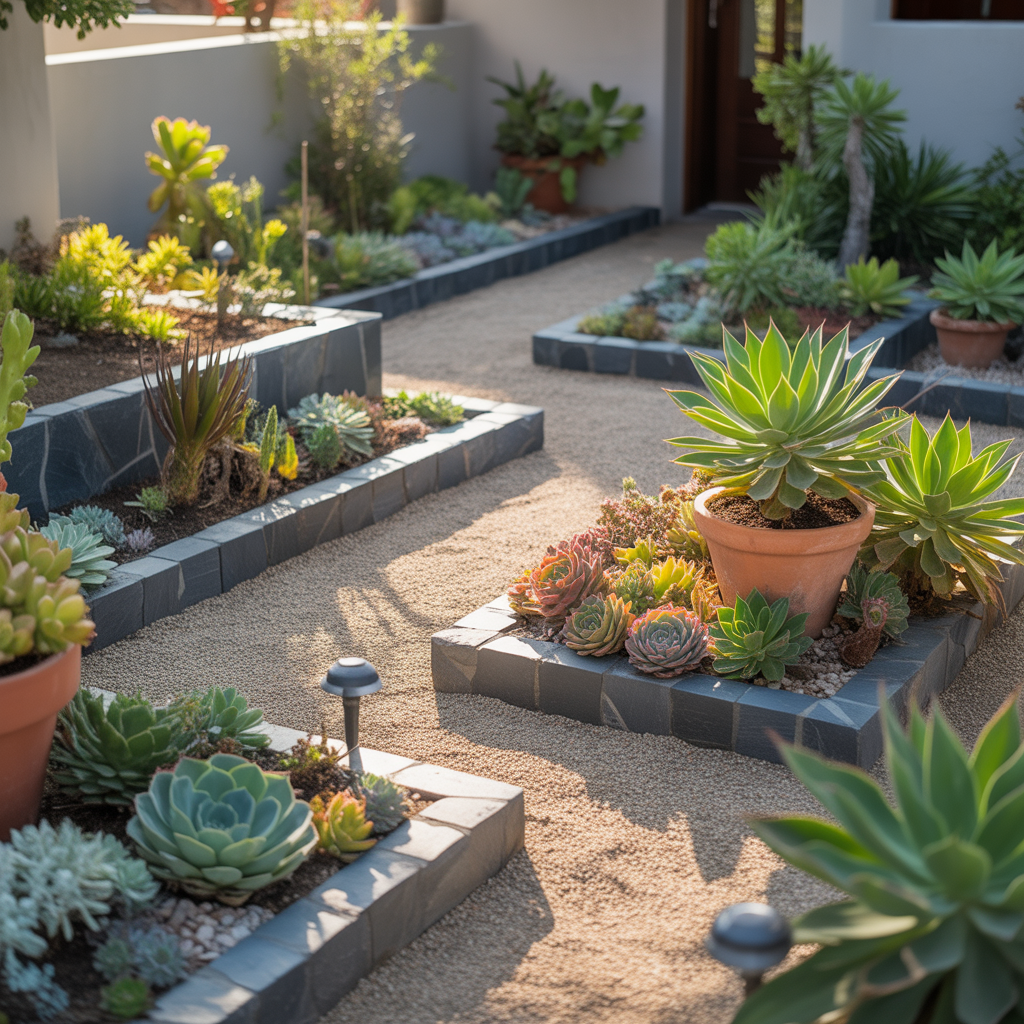 front yard succulent garden outdoor
