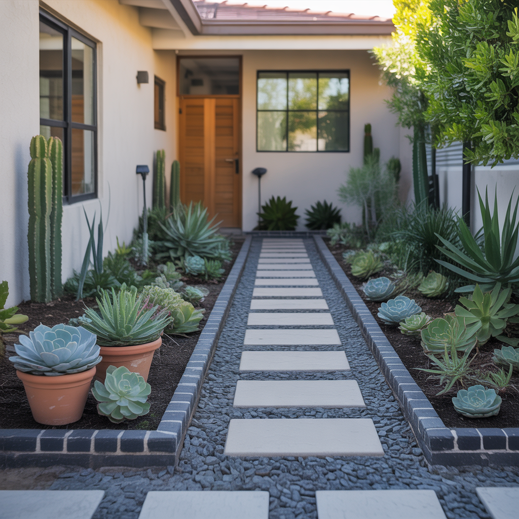 front yard succulent garden outdoor