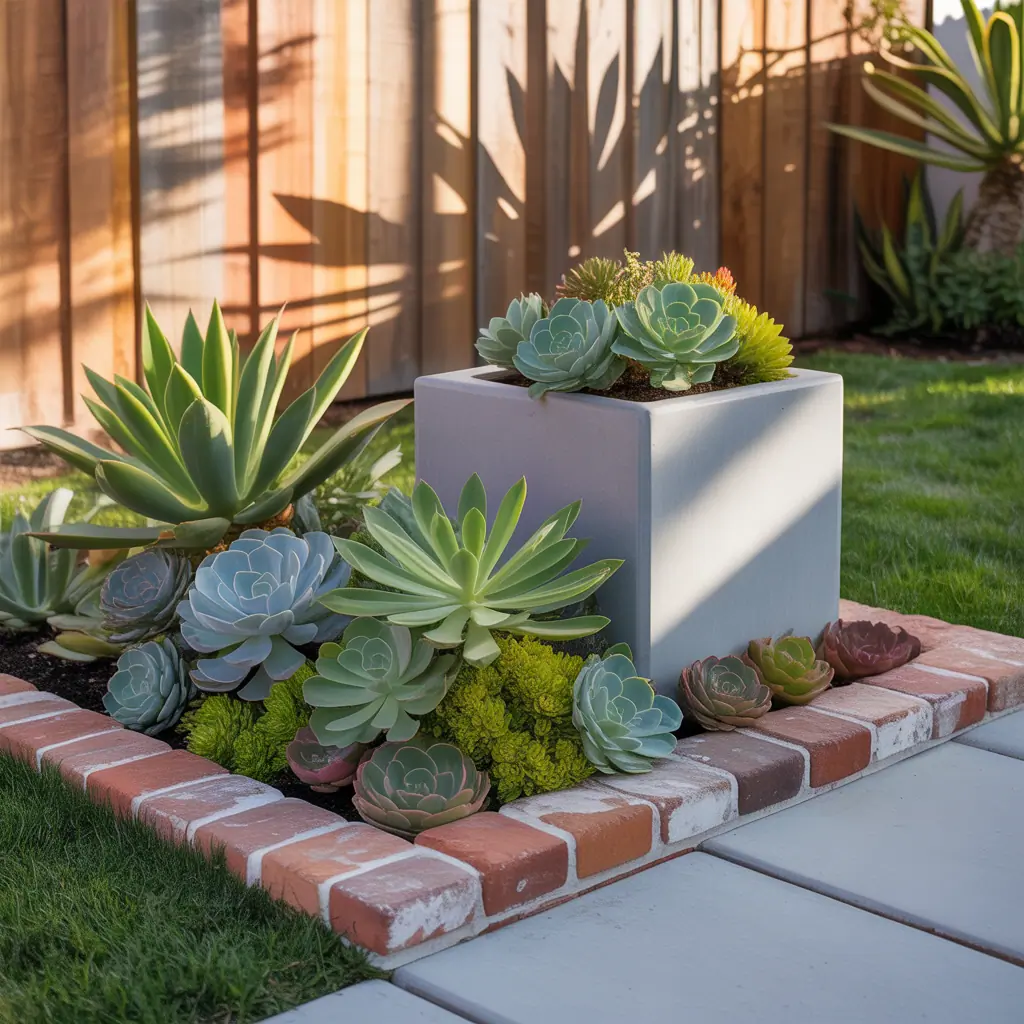 front yard succulent garden outdoor