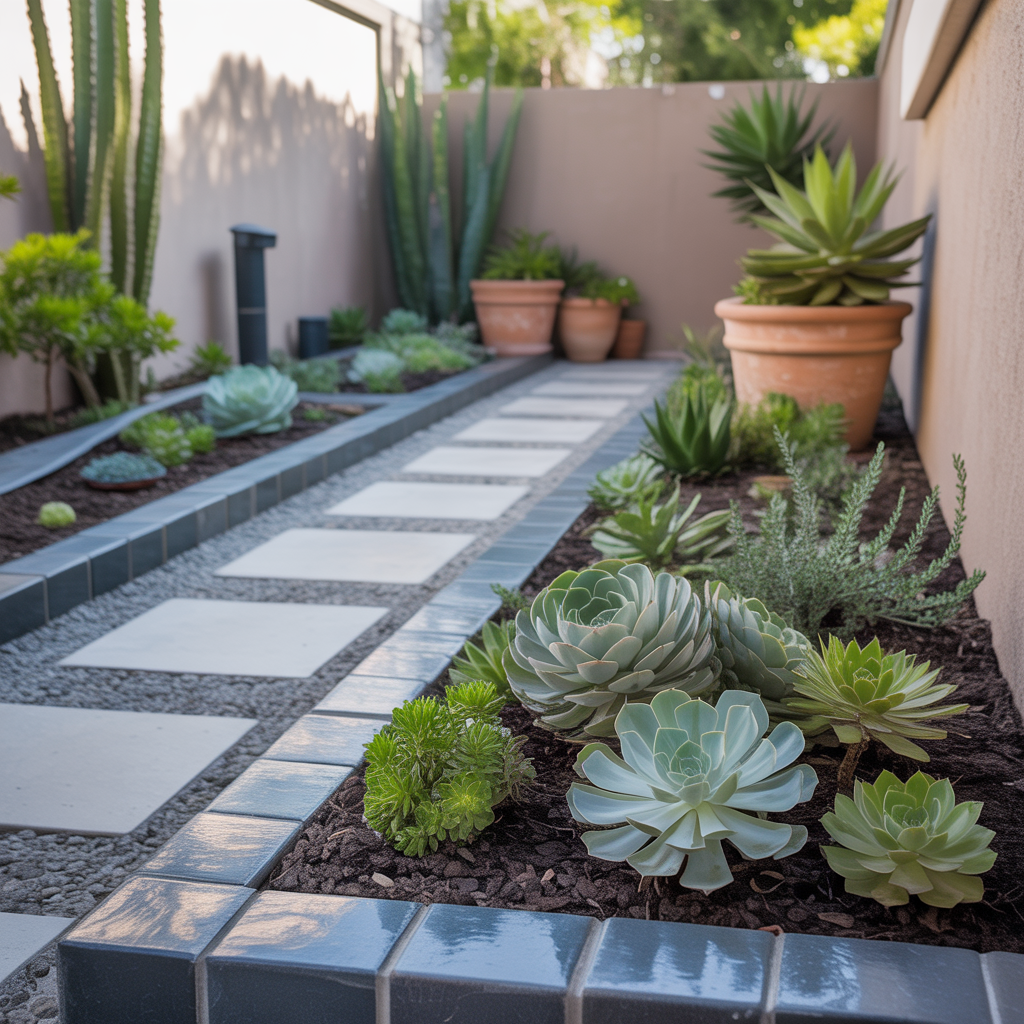 front yard succulent garden outdoor