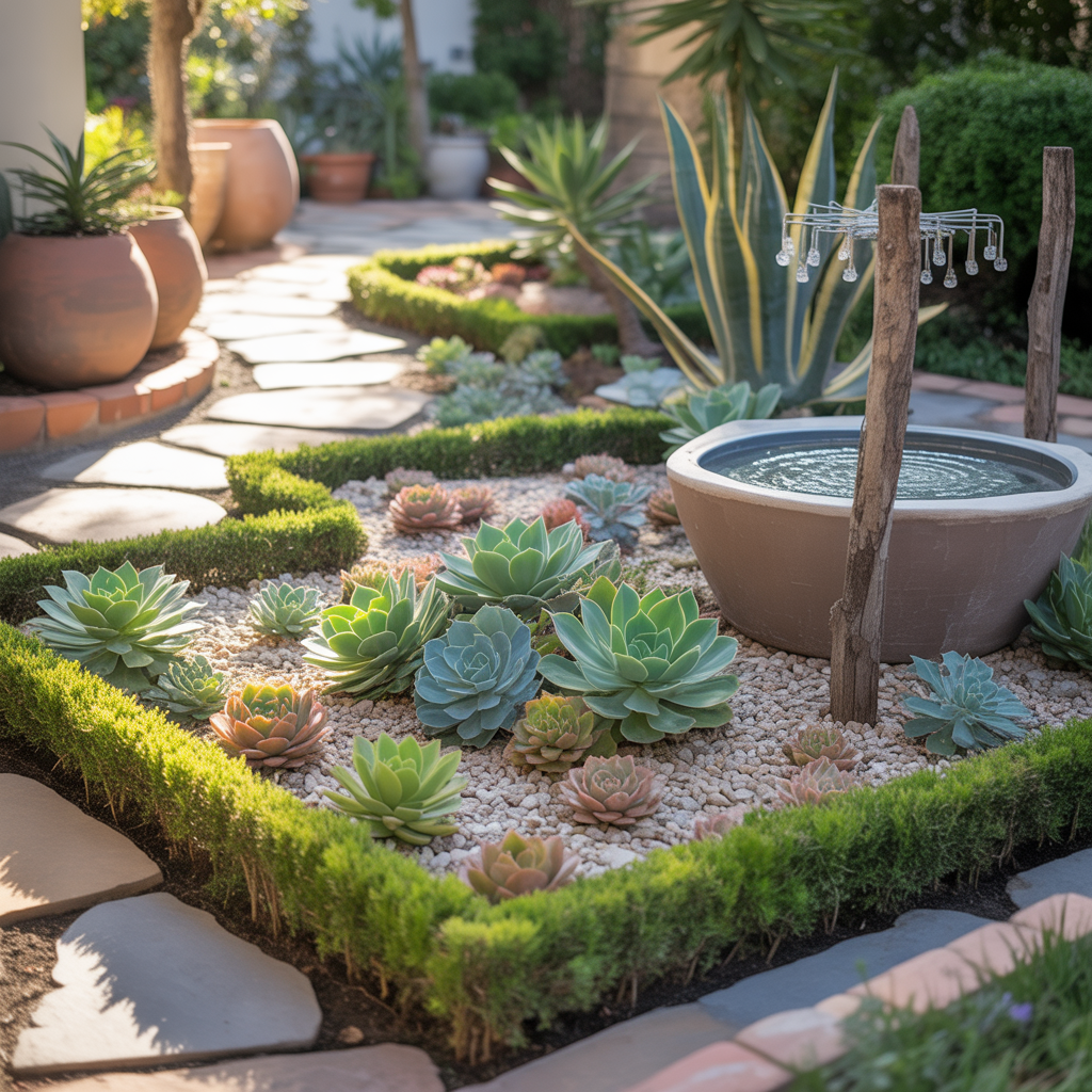 front yard succulent garden outdoor