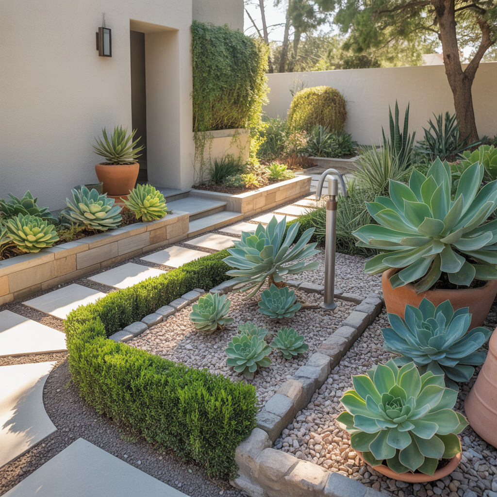 front yard succulent garden outdoor