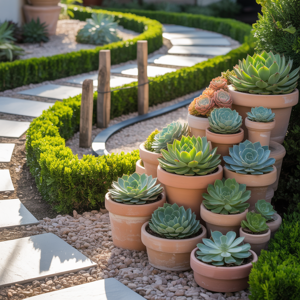 front yard succulent garden outdoor