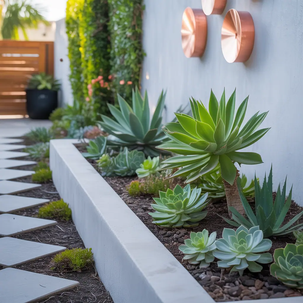 front yard succulent garden outdoor