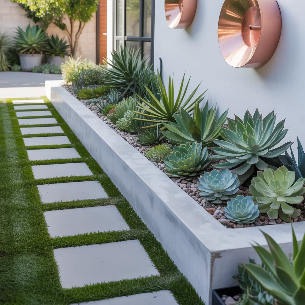 front yard succulent garden outdoor