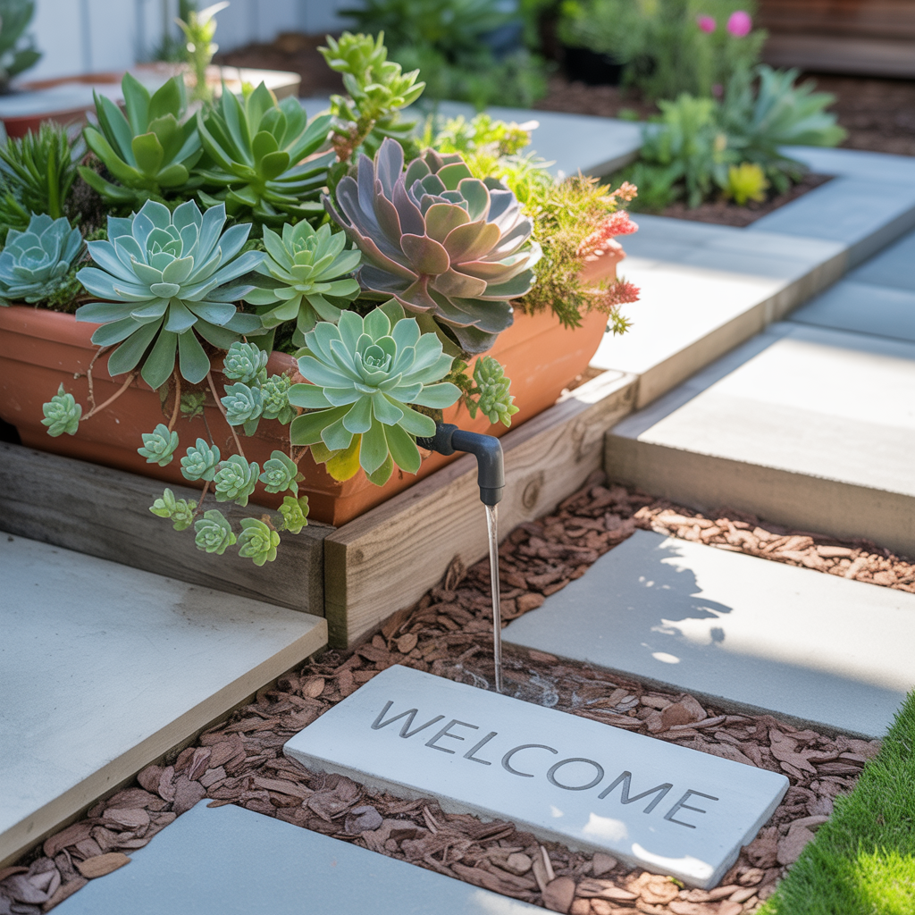 front yard succulent garden outdoor
