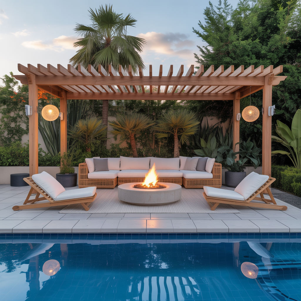 furniture layout for pool deck