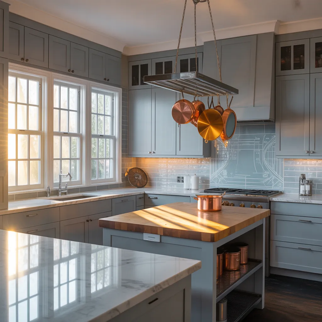 gray and white kitchen