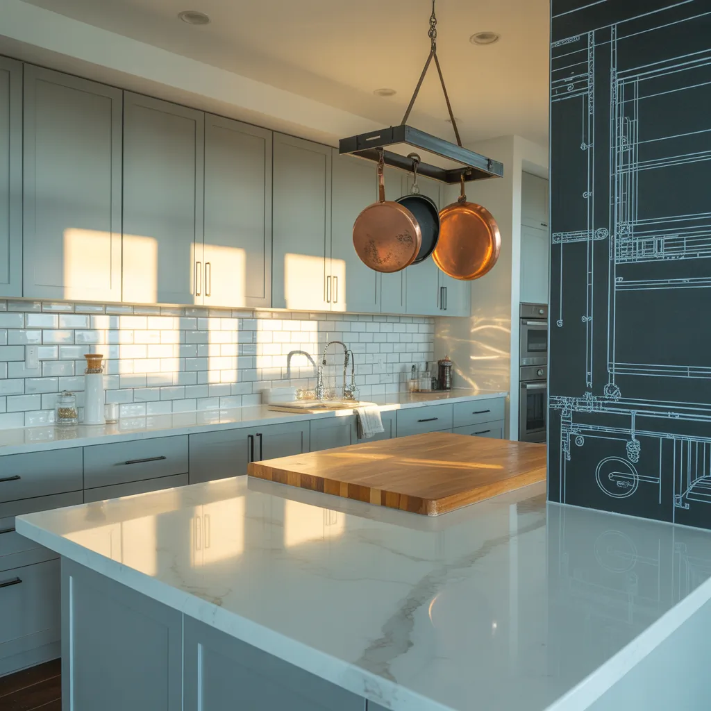 gray and white kitchen