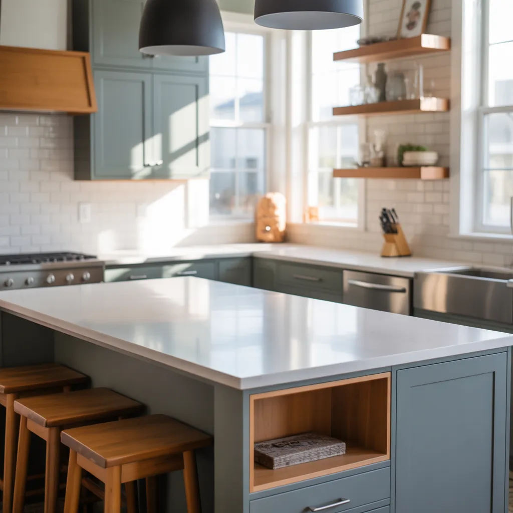 gray and white kitchen