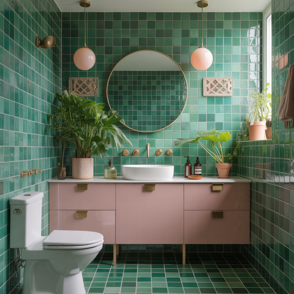 Green And Pink Bathroom