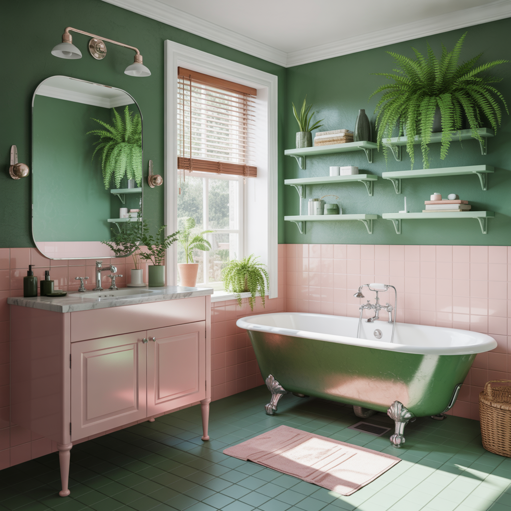 Green And Pink Bathroom