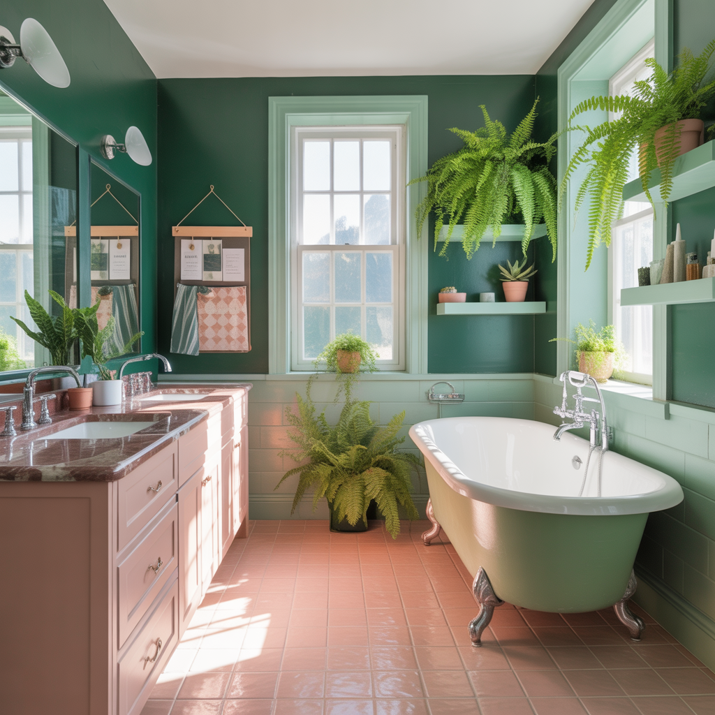 Green And Pink Bathroom
