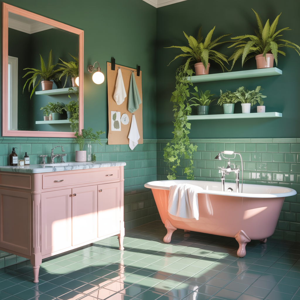 Green And Pink Bathroom