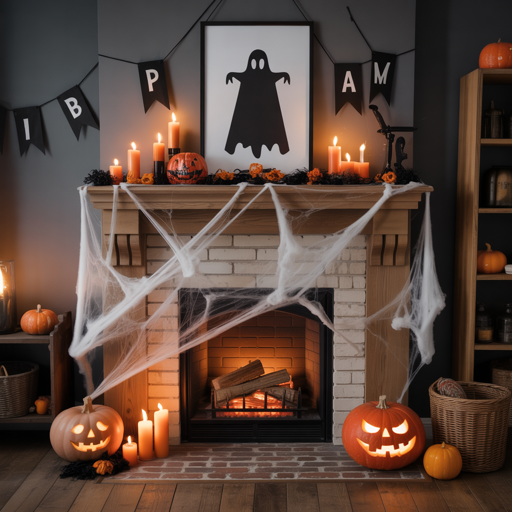 halloween fireplace decor