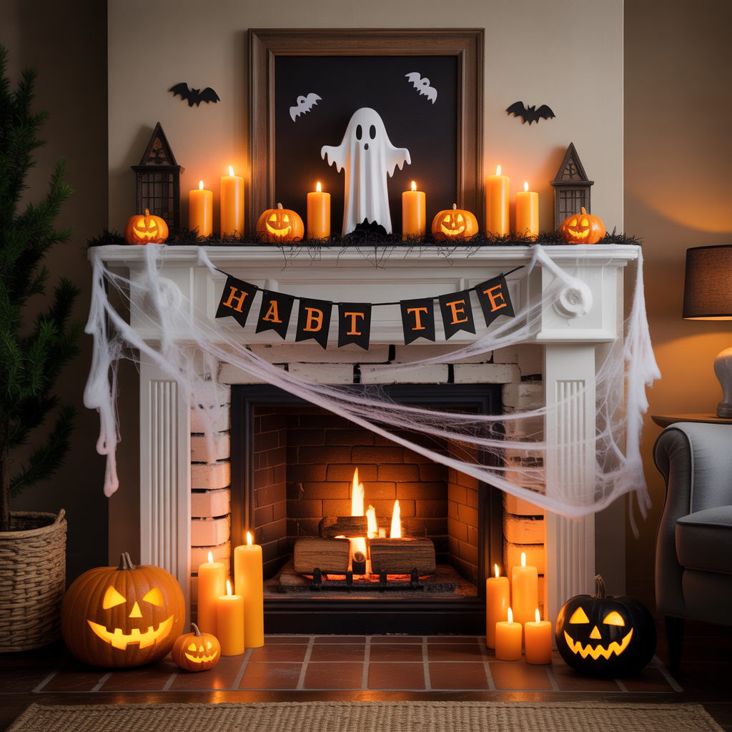 halloween fireplace decor