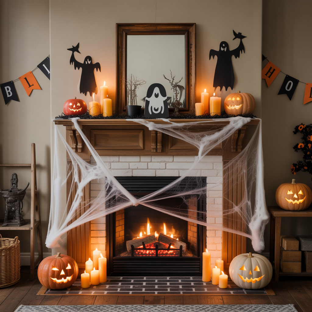 halloween fireplace decor