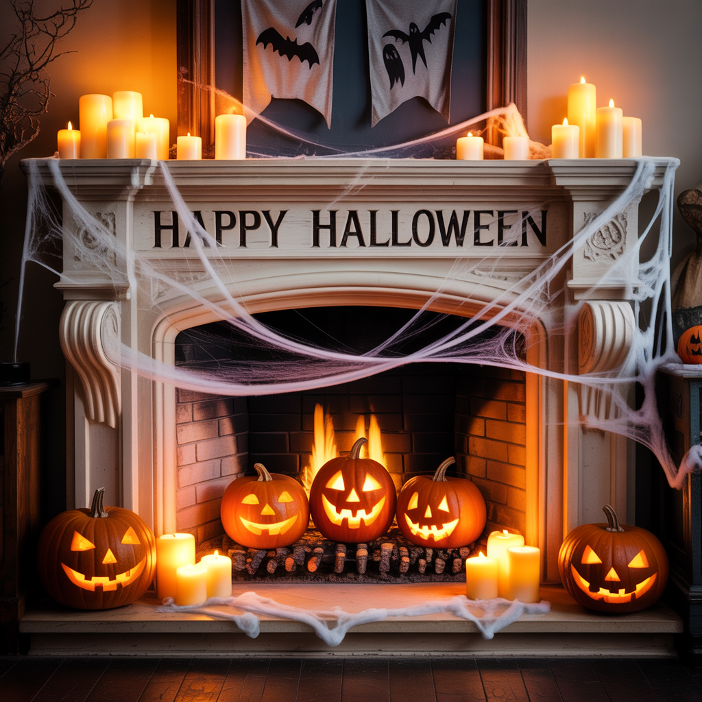halloween fireplace decor