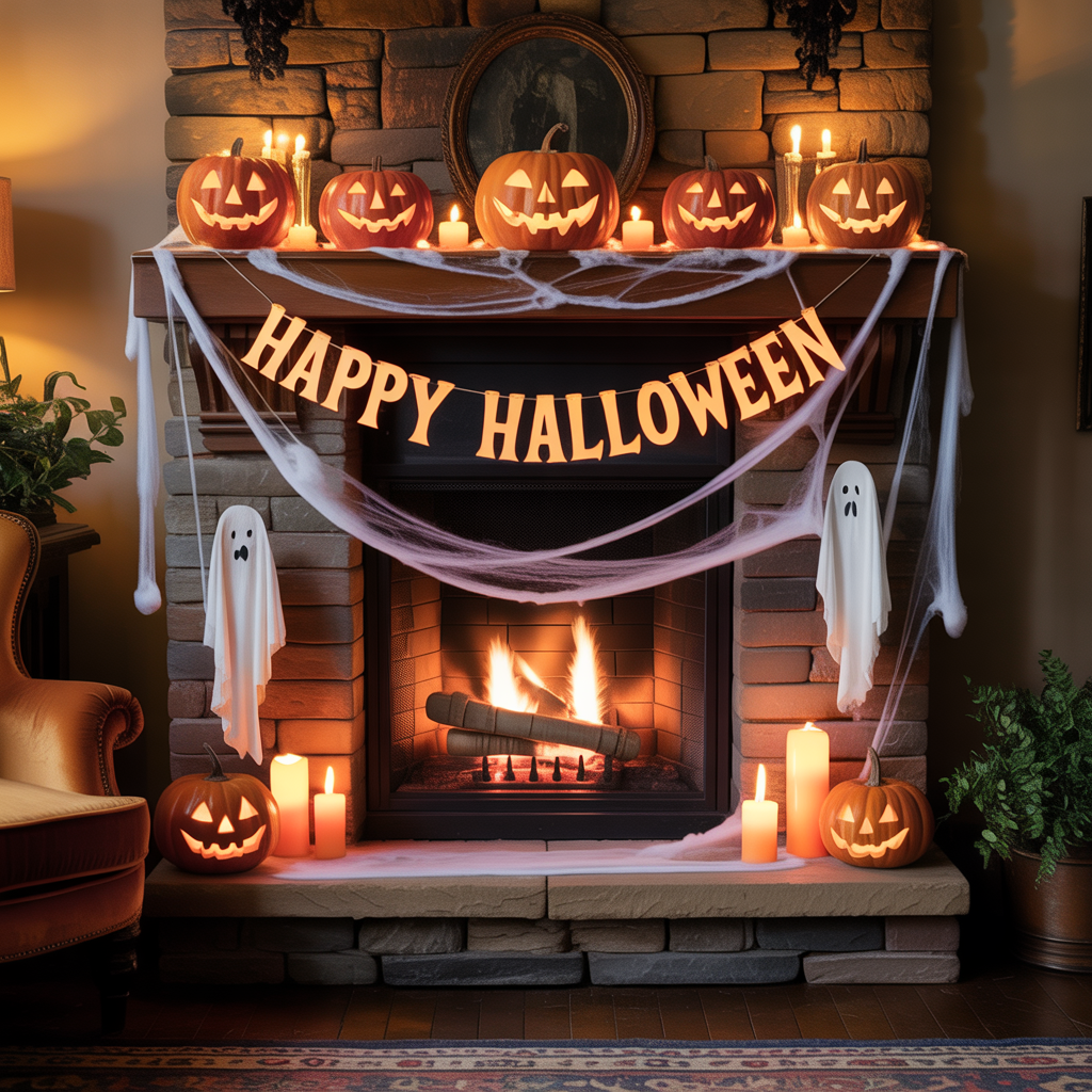 halloween fireplace decor