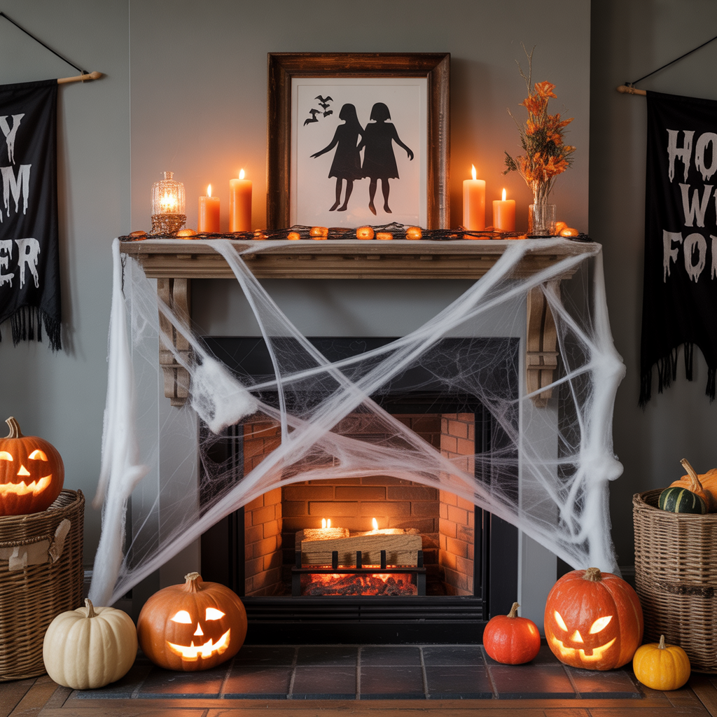 halloween fireplace decor