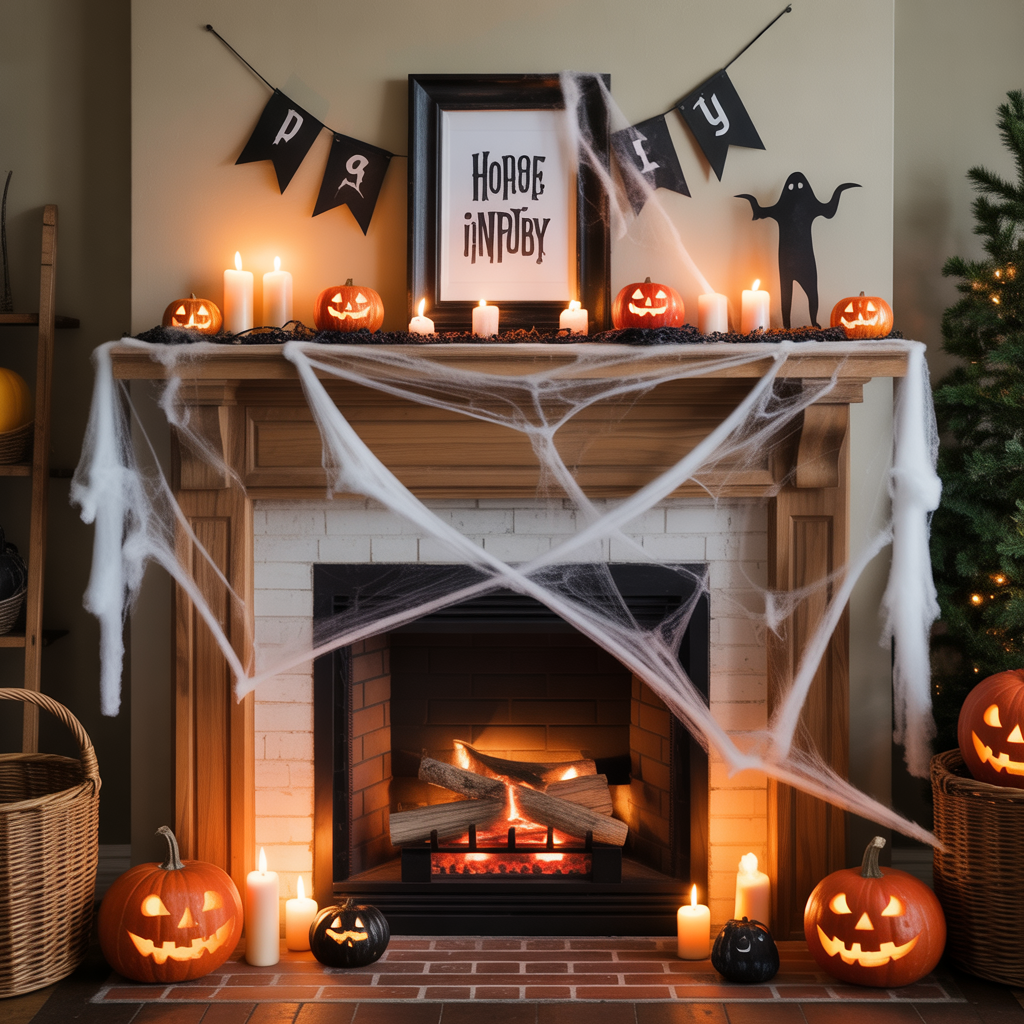 halloween fireplace decor
