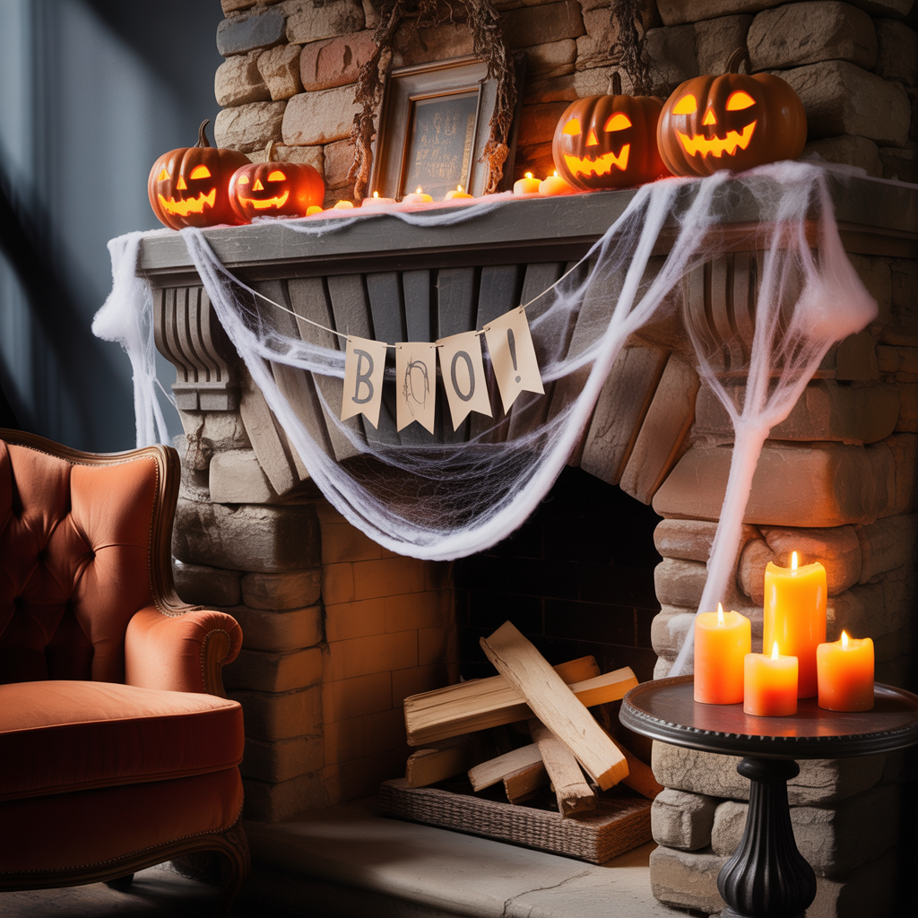halloween fireplace decor