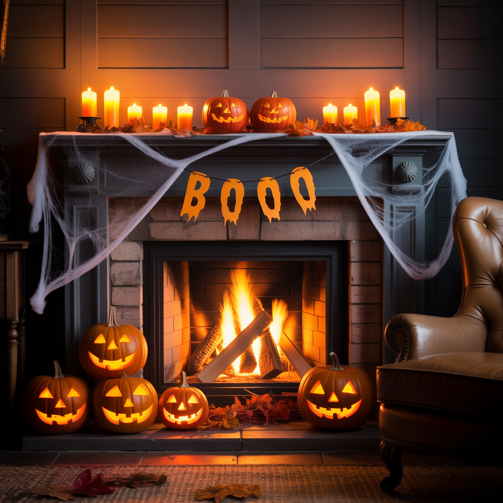 halloween fireplace decor