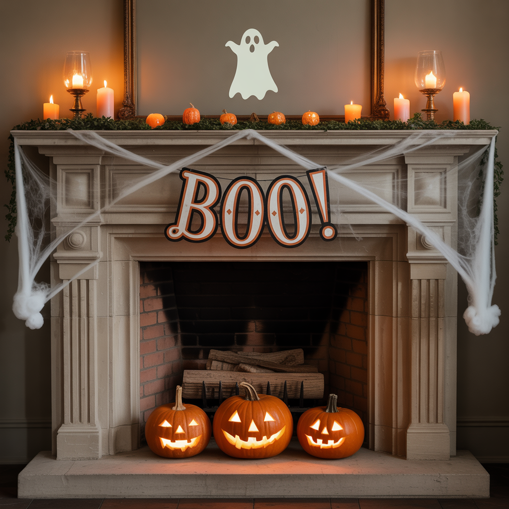 halloween fireplace decor