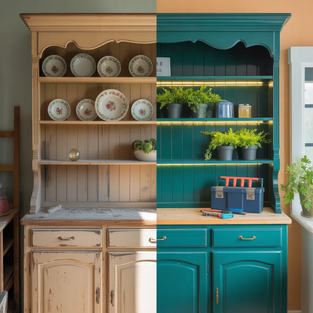 hutch makeover before and after