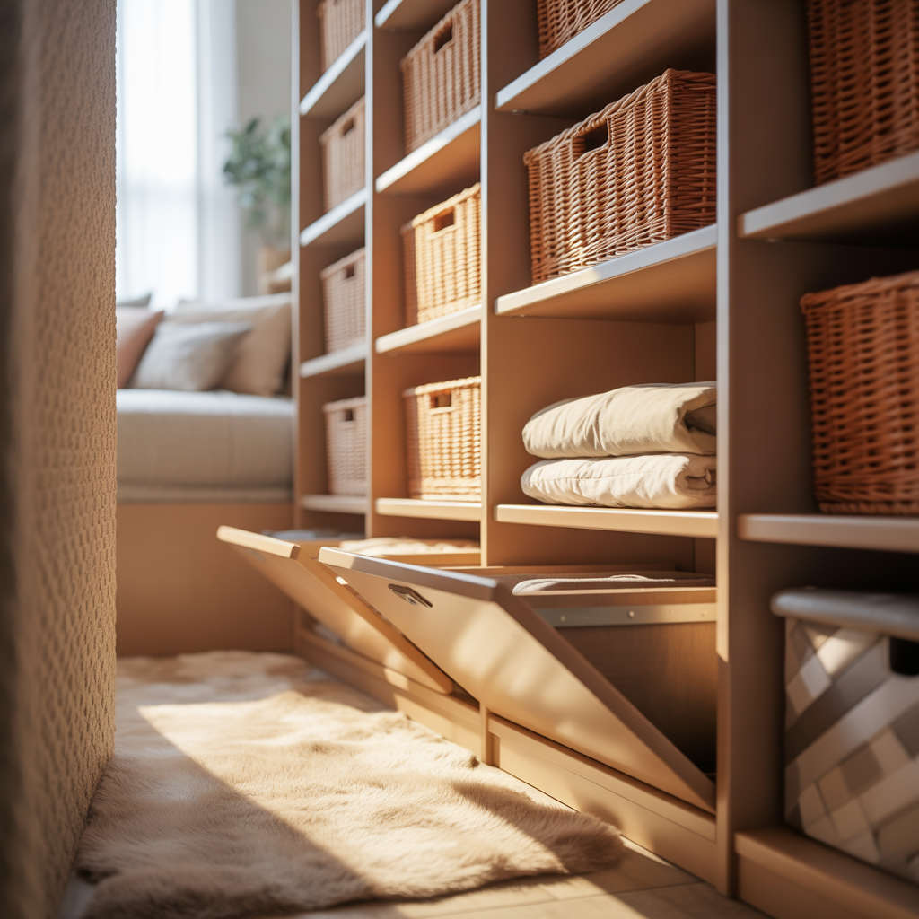 ideas bedroom knee wall storage