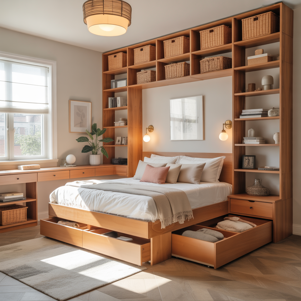 ideas bedroom knee wall storage