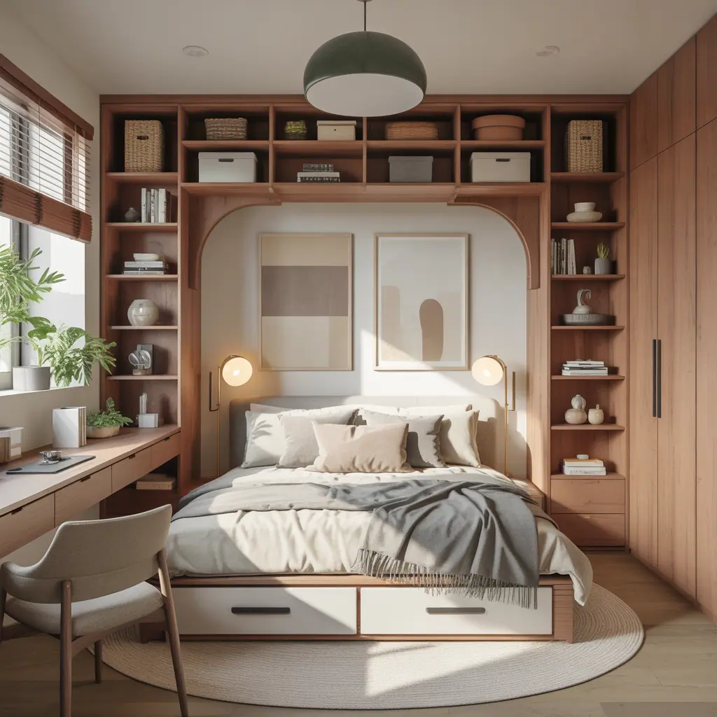 ideas bedroom knee wall storage