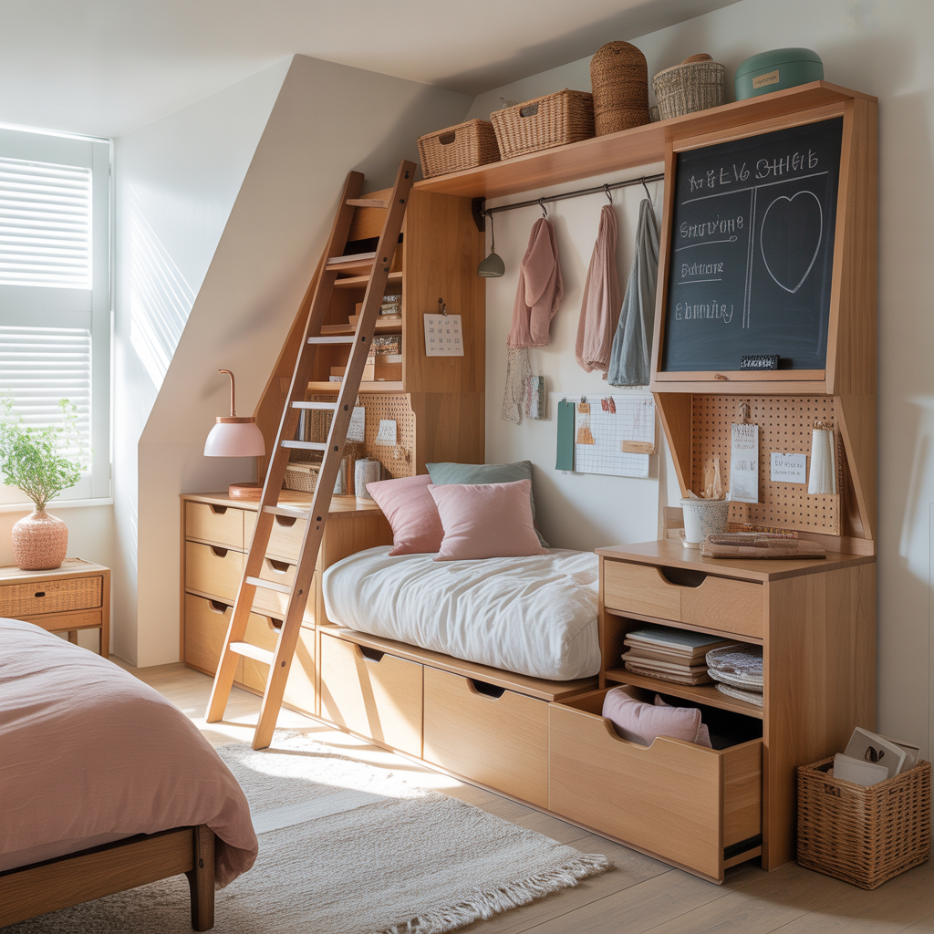 ideas bedroom knee wall storage