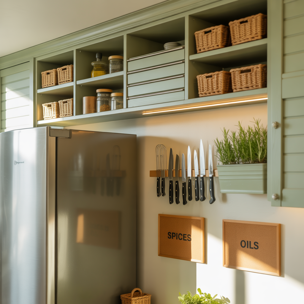 ideas for above fridge cabinet