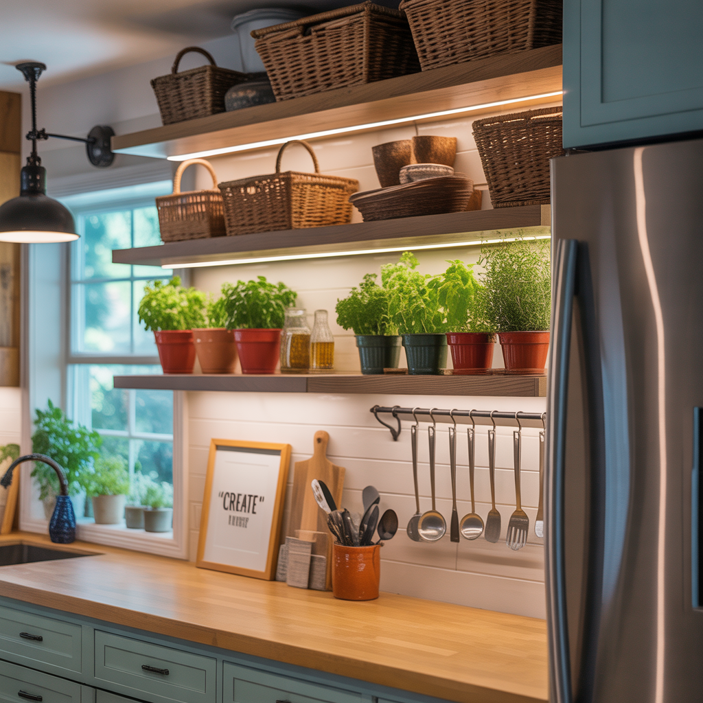 ideas for above fridge cabinet