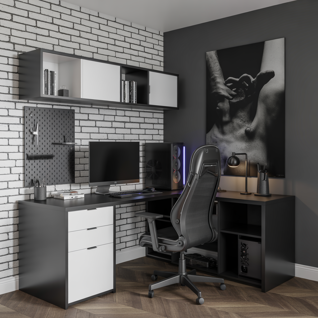 ideas for black and white gaming setup