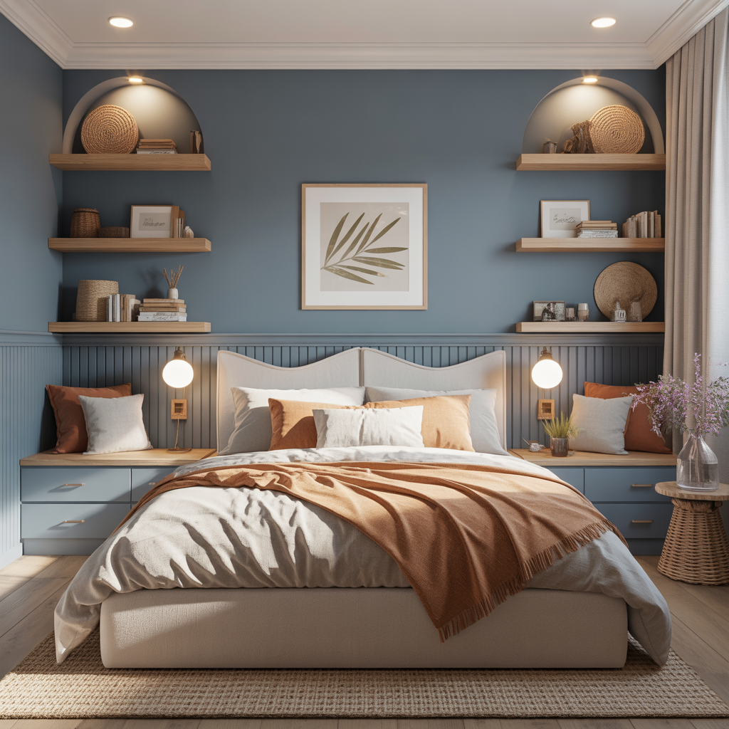 ideas for blue beige bedroom