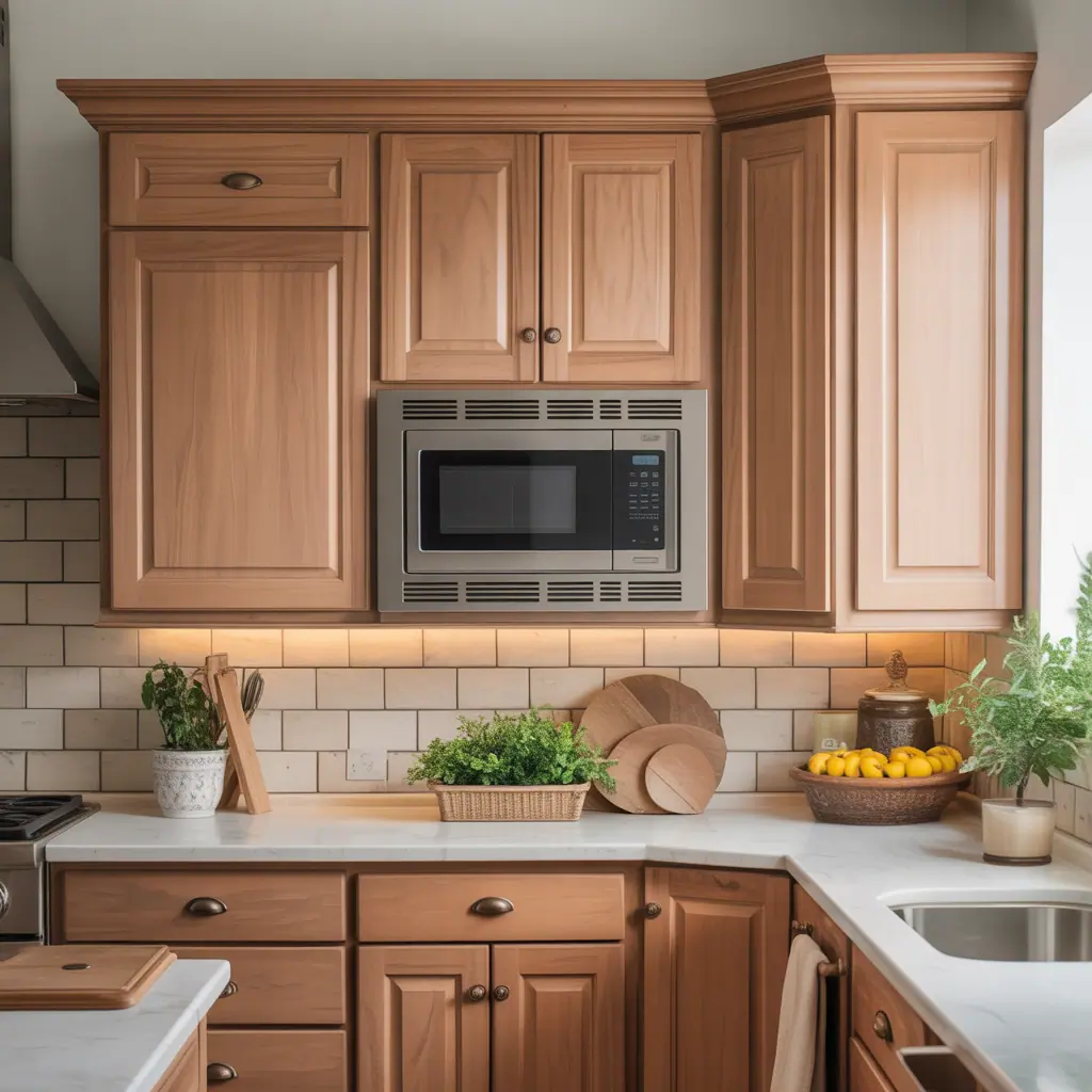 ideas for built in microwave cabinet