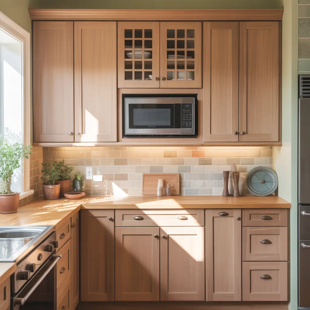 ideas for built in microwave cabinet