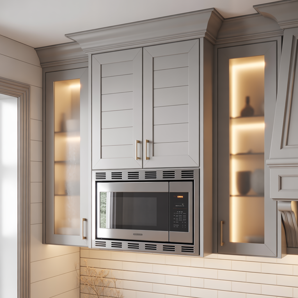 ideas for built in microwave cabinet