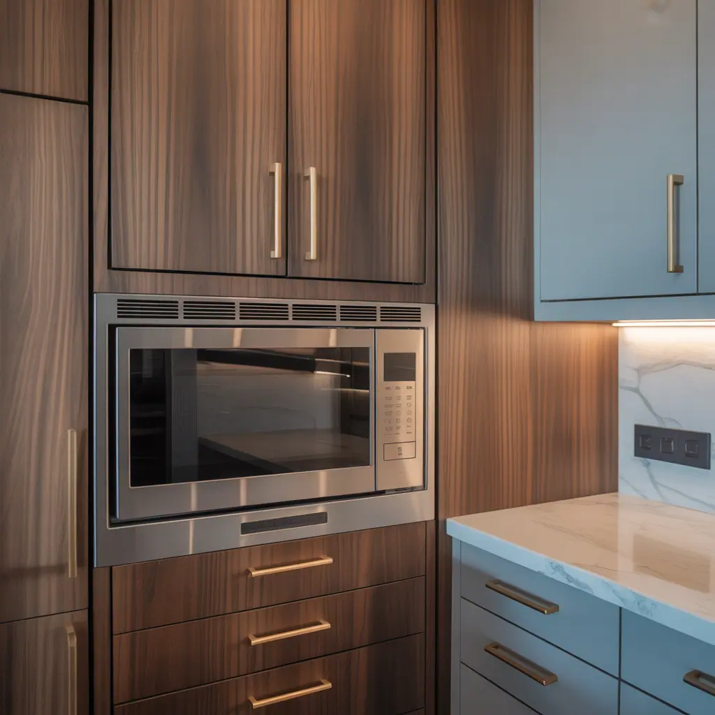 ideas for built in microwave cabinet