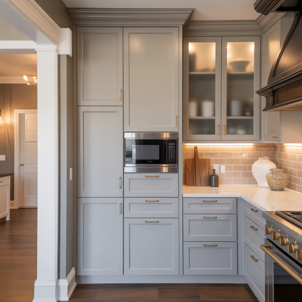 ideas for built in microwave cabinet