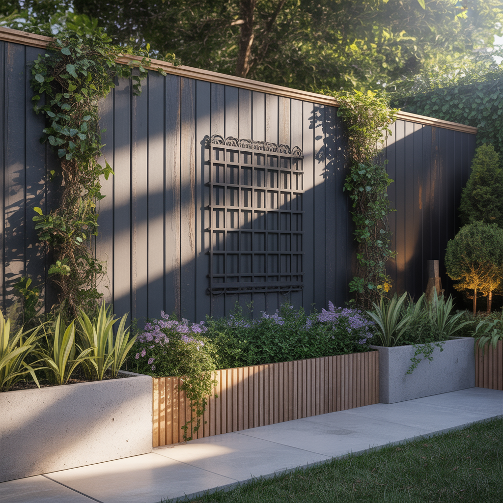 ideas for dark grey fence