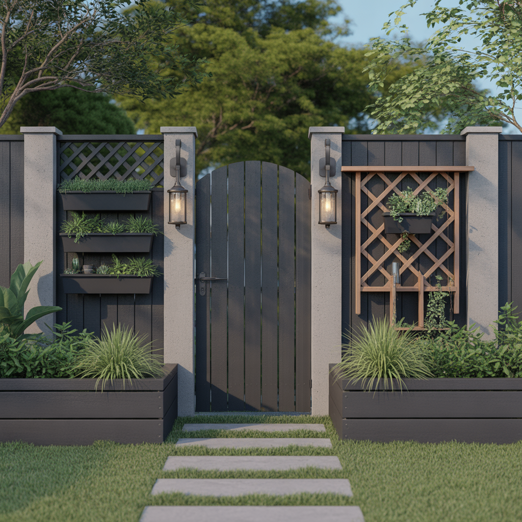 ideas for dark grey fence