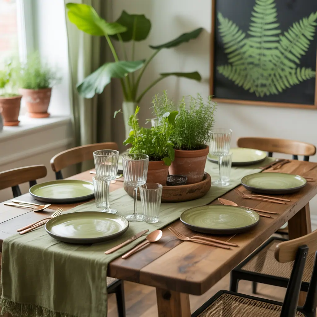 ideas for green table setting