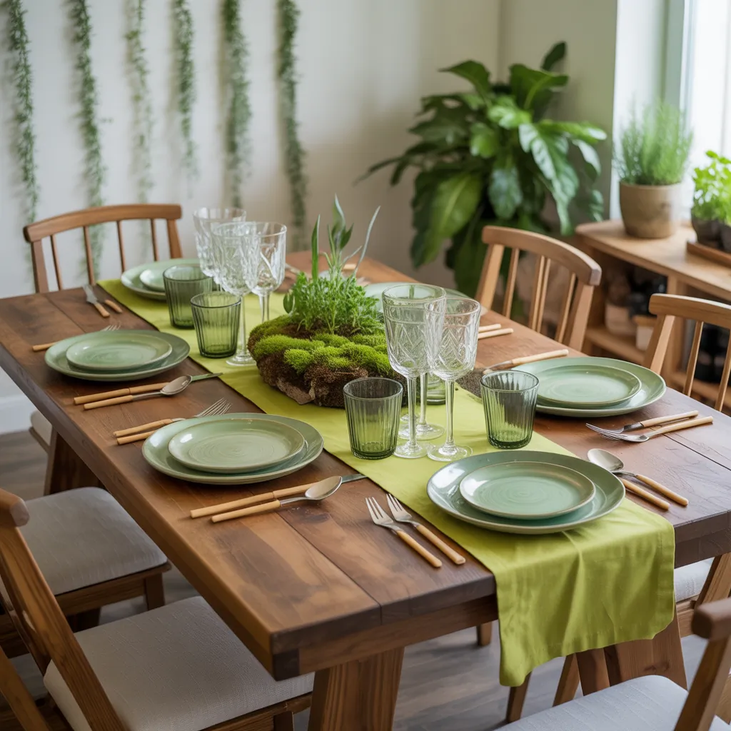 ideas for green table setting