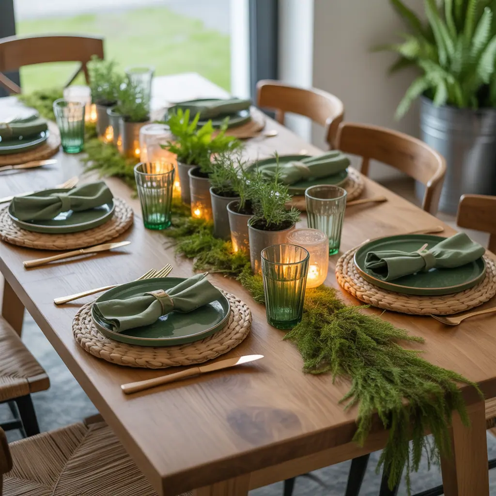 ideas for green table setting