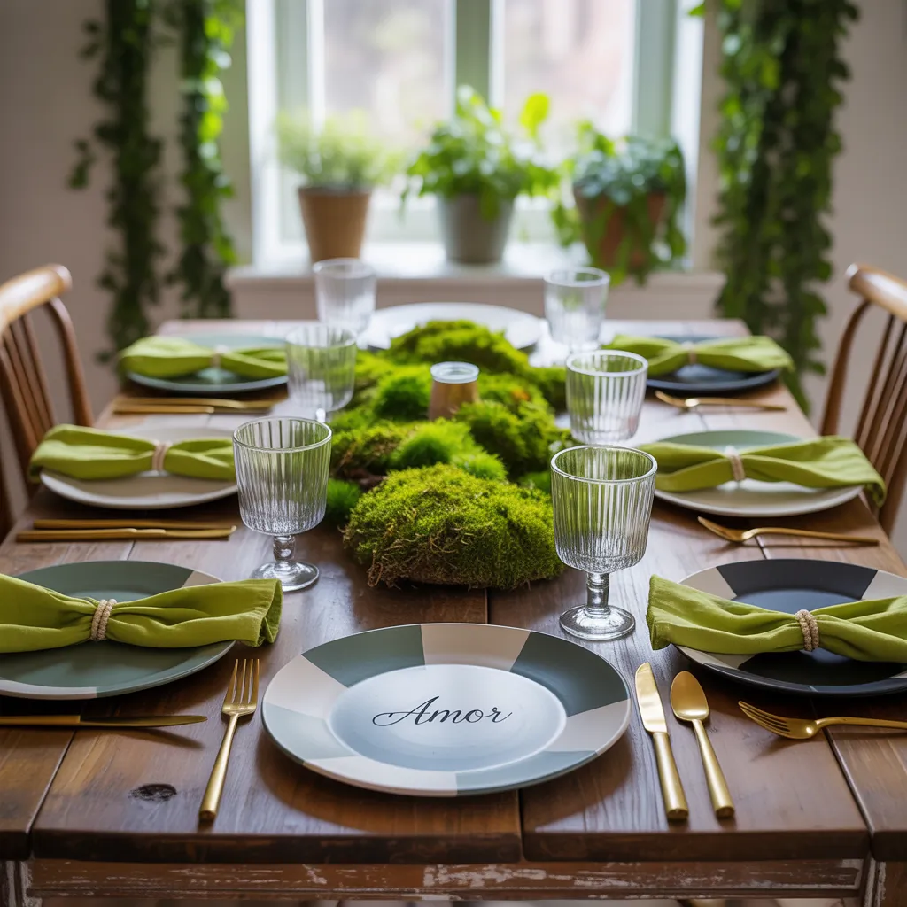 ideas for green table setting