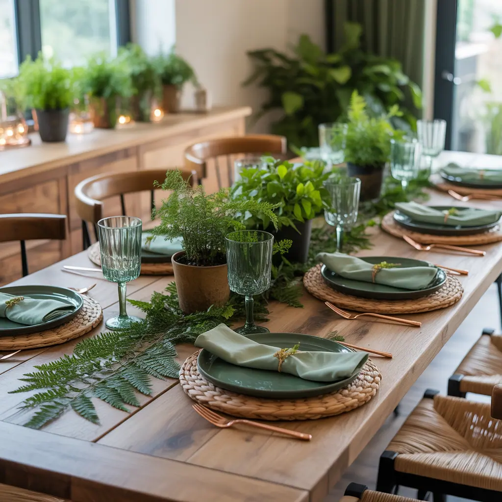 ideas for green table setting