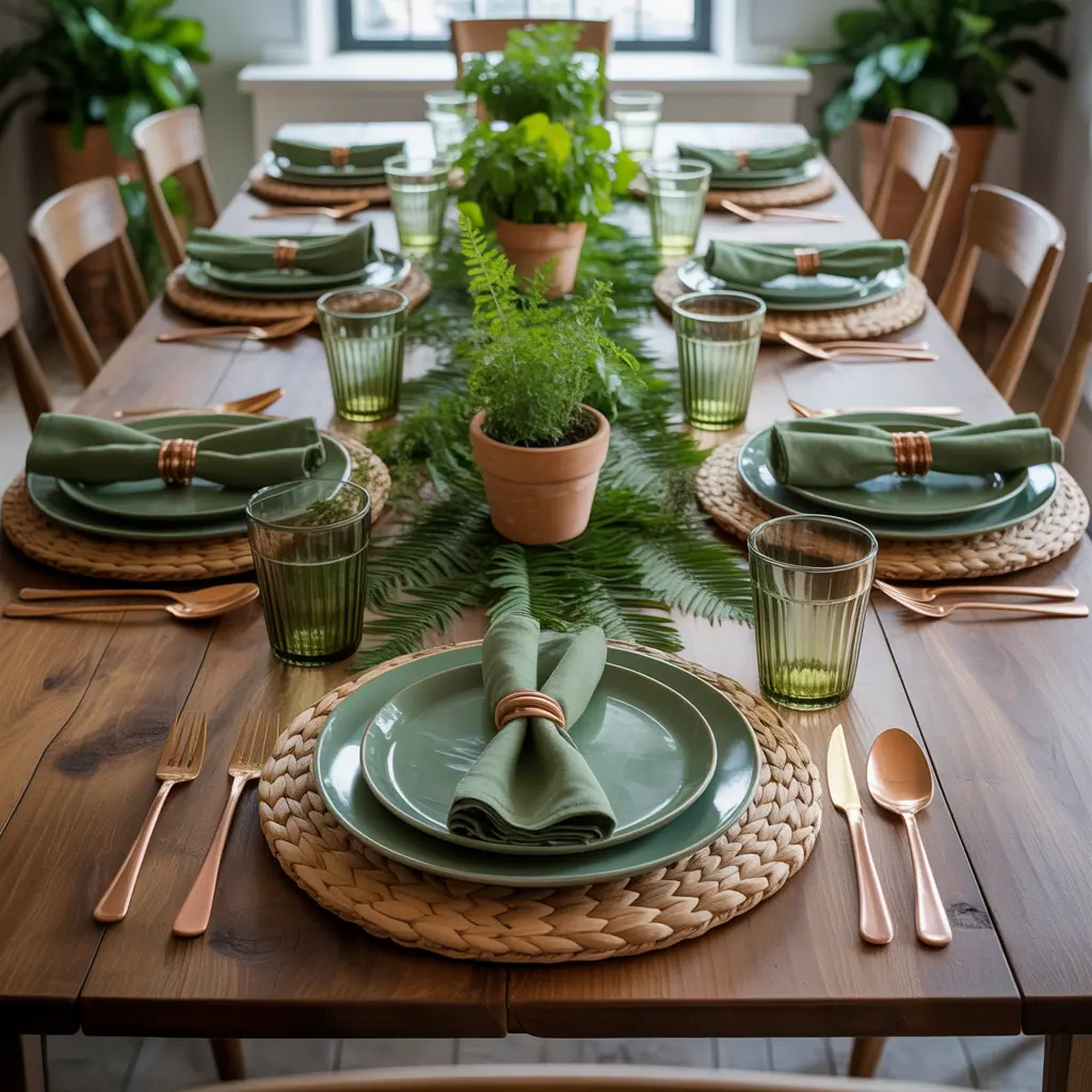 ideas for green table setting